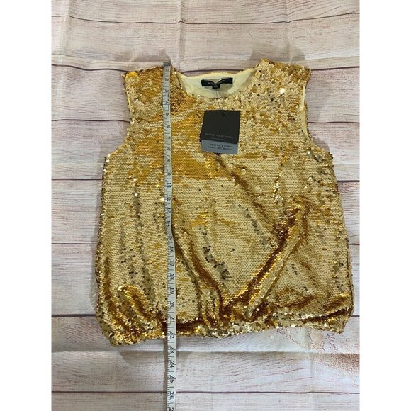 NWT Marc New York Women's Gold Sequin Sleeveless Blouse Top - Small - Picture 6 of 11